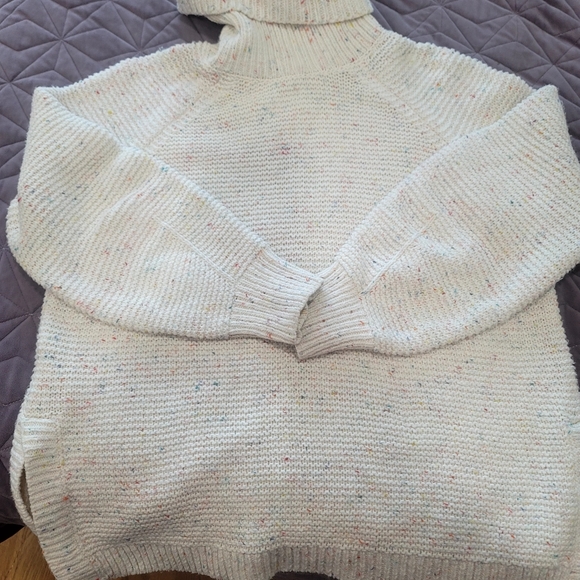 Lou & Grey Funnel Neck oversized cozy rainbow chip sweater size Small - Picture 12 of 15